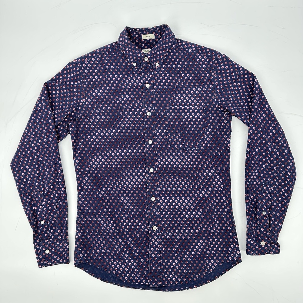 J.Crew Slim Secret Wash AOP Floral Shirt S Organic Cotton Stretch Button Down